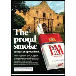 1976 L&M Cigarettes Vintage Print Ad The Alamo San Antonio Texas 70s Wall Art